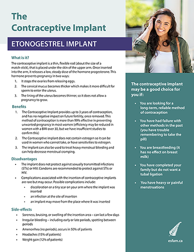 Patient information about contraceptive implants.